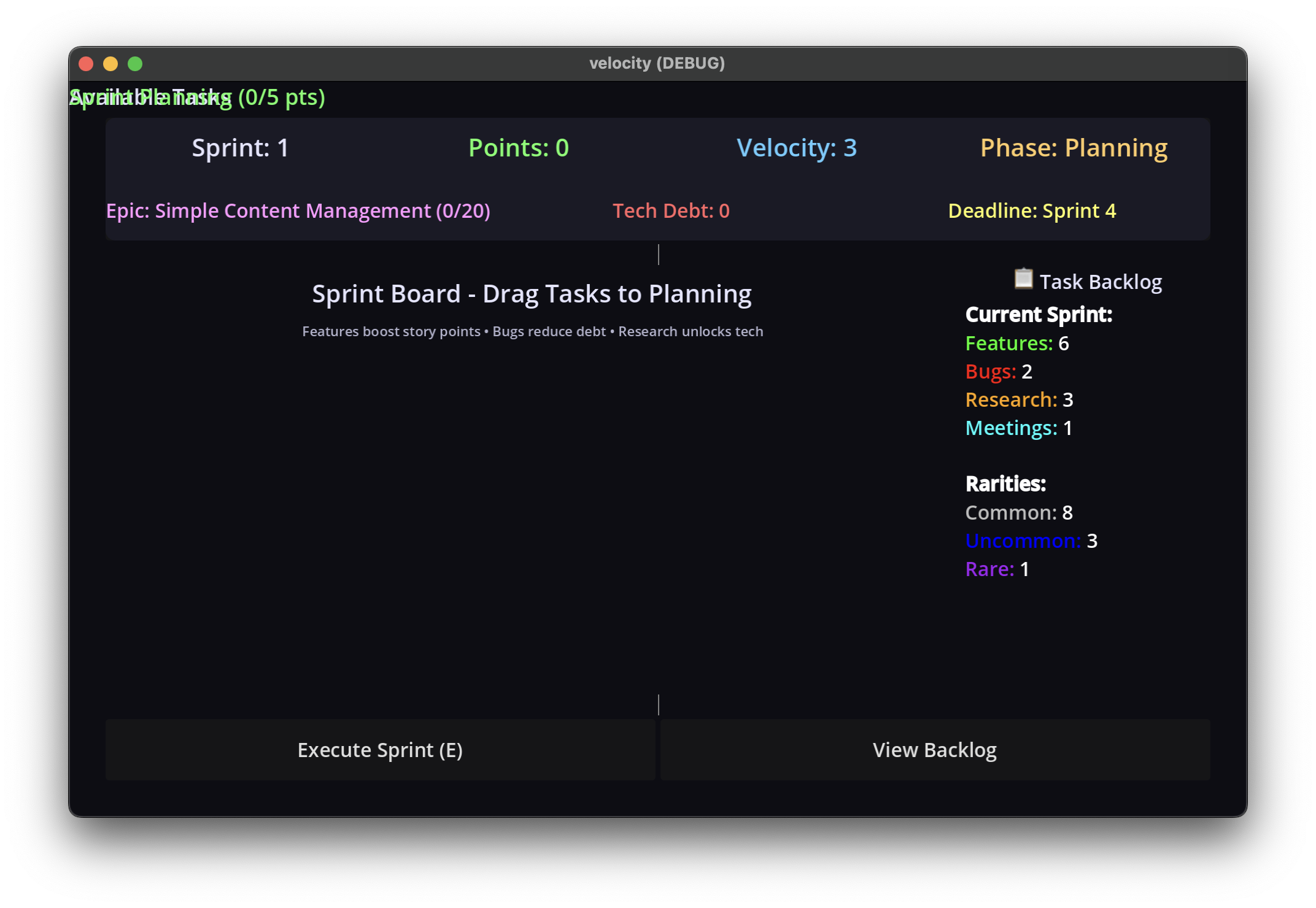 early game without tasks