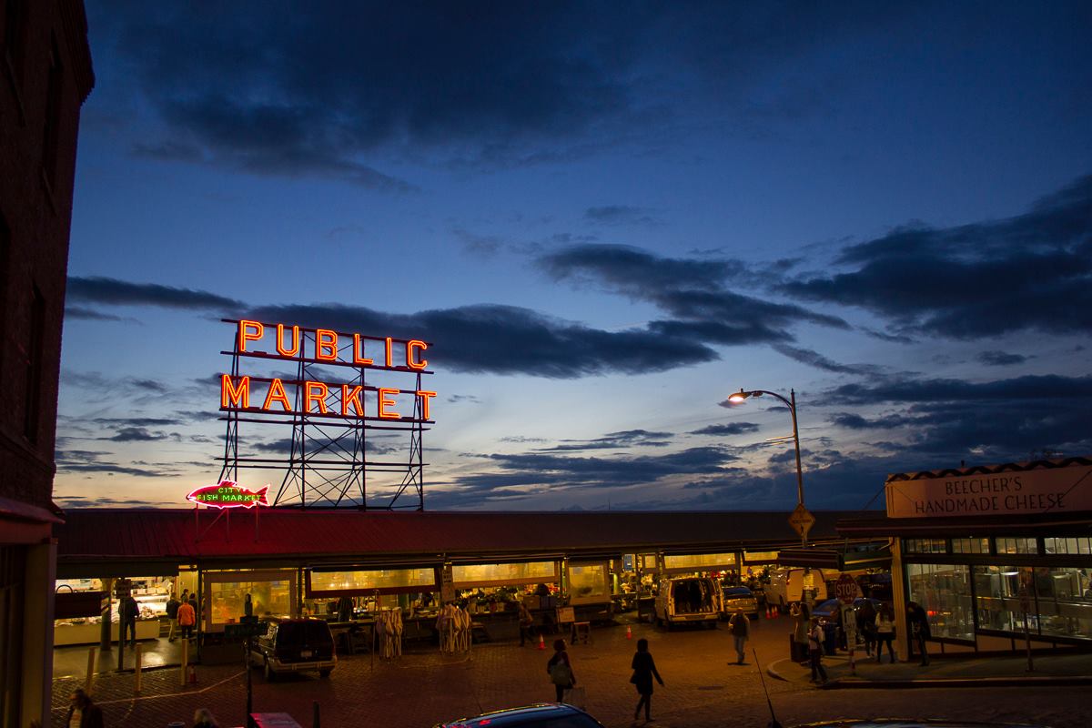Magic hour at Pike Place Market