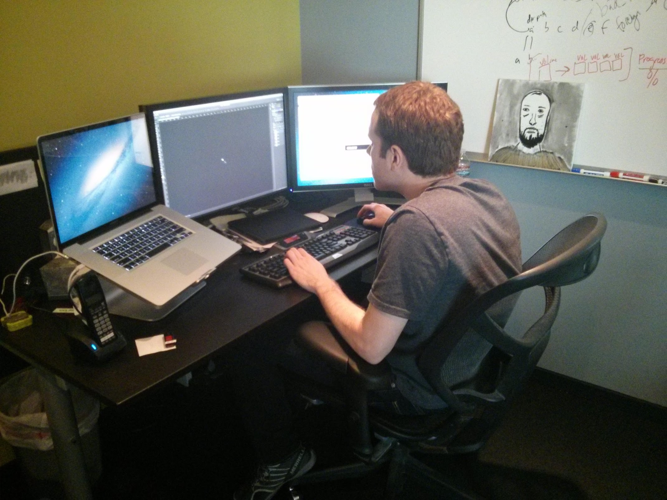 Bill at his desk in our upgraded office.